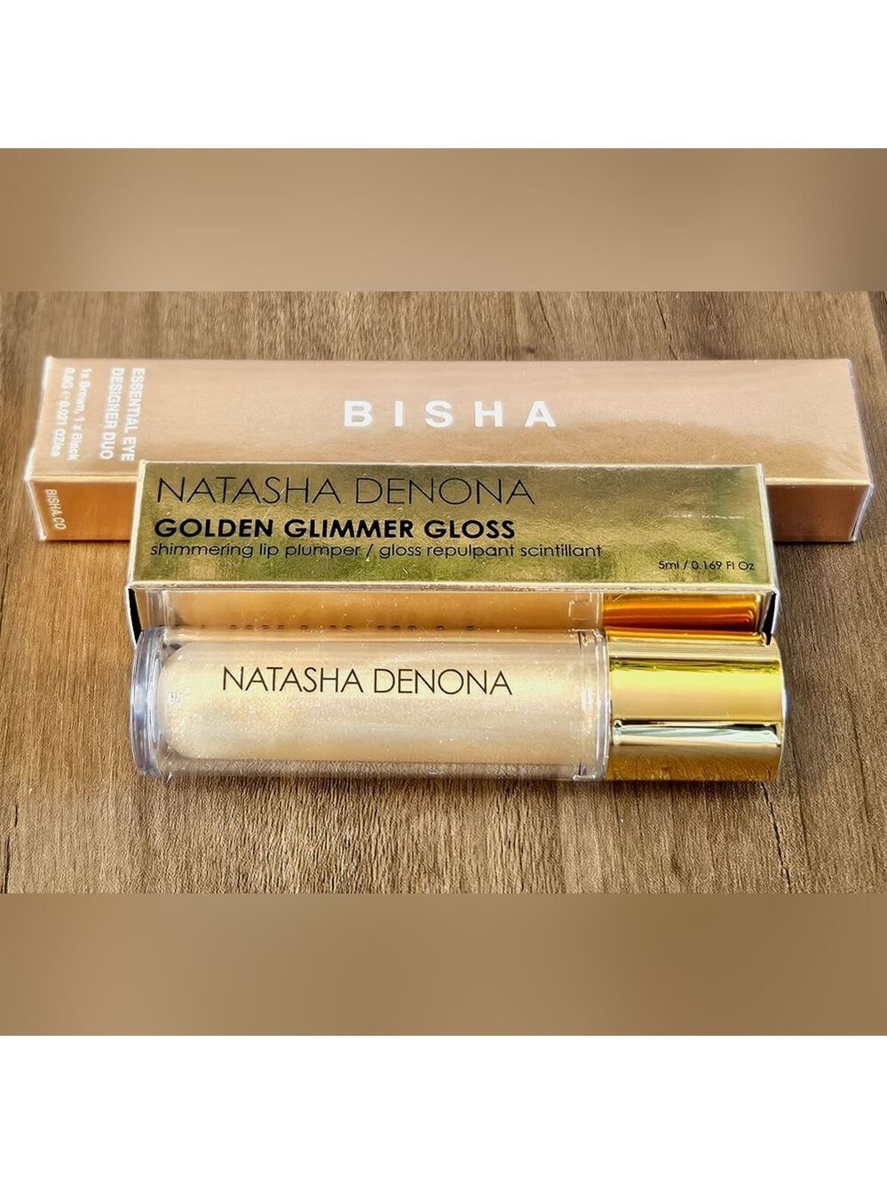 Natasha Denona Golden Glimmer Gloss & BISHA Essential Eyeliner BLACK NEW